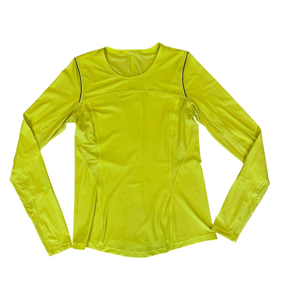 Lululemon Long Sleeve Running Shirt Womens 4 Yellow Thumbholes Athletic Top
